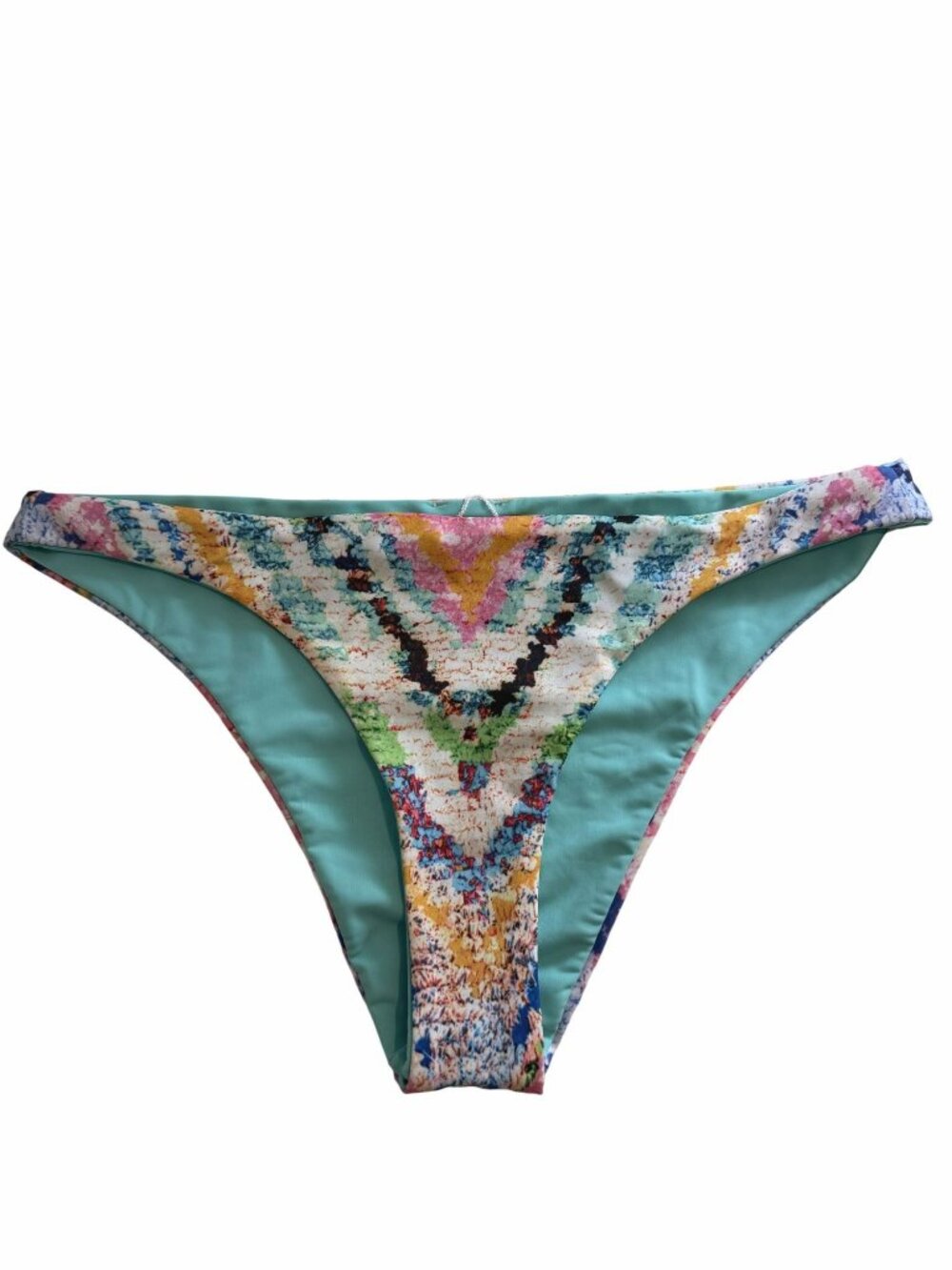 NWT Mara Hoffman Classic Bikini Bottoms Reversible Teal Pattern Size L $110 [jb]